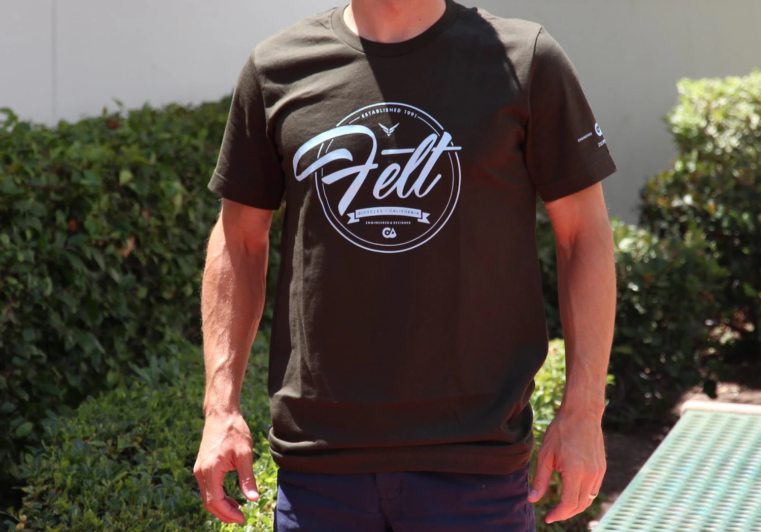 Felt Bicycles Script Dark Olive T-Shirt | Men's - Image 3